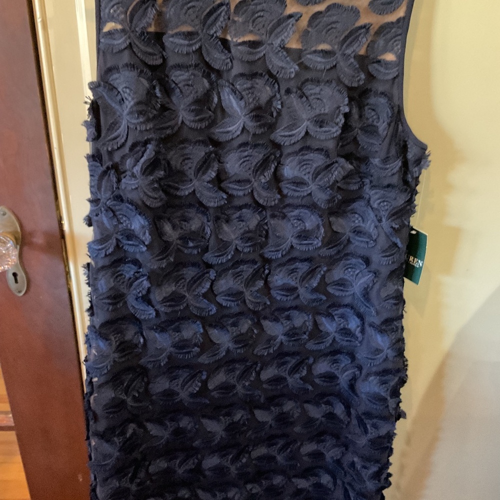 Navy Blue Floral Appliqué Dress